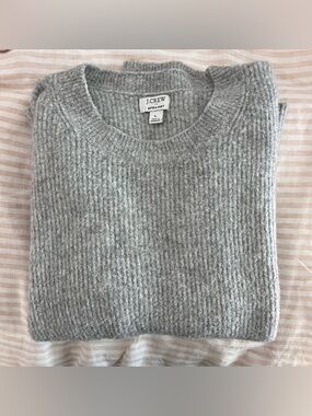 J. Crew Light Gray Ribbed Crewneck Sweater